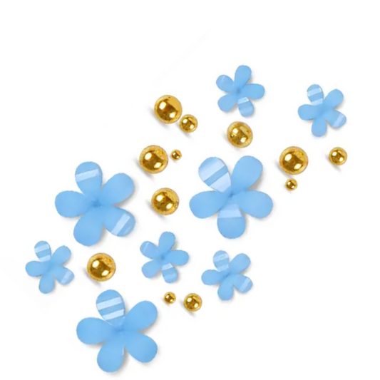 Blue Flower Charms w/ Gold Beads