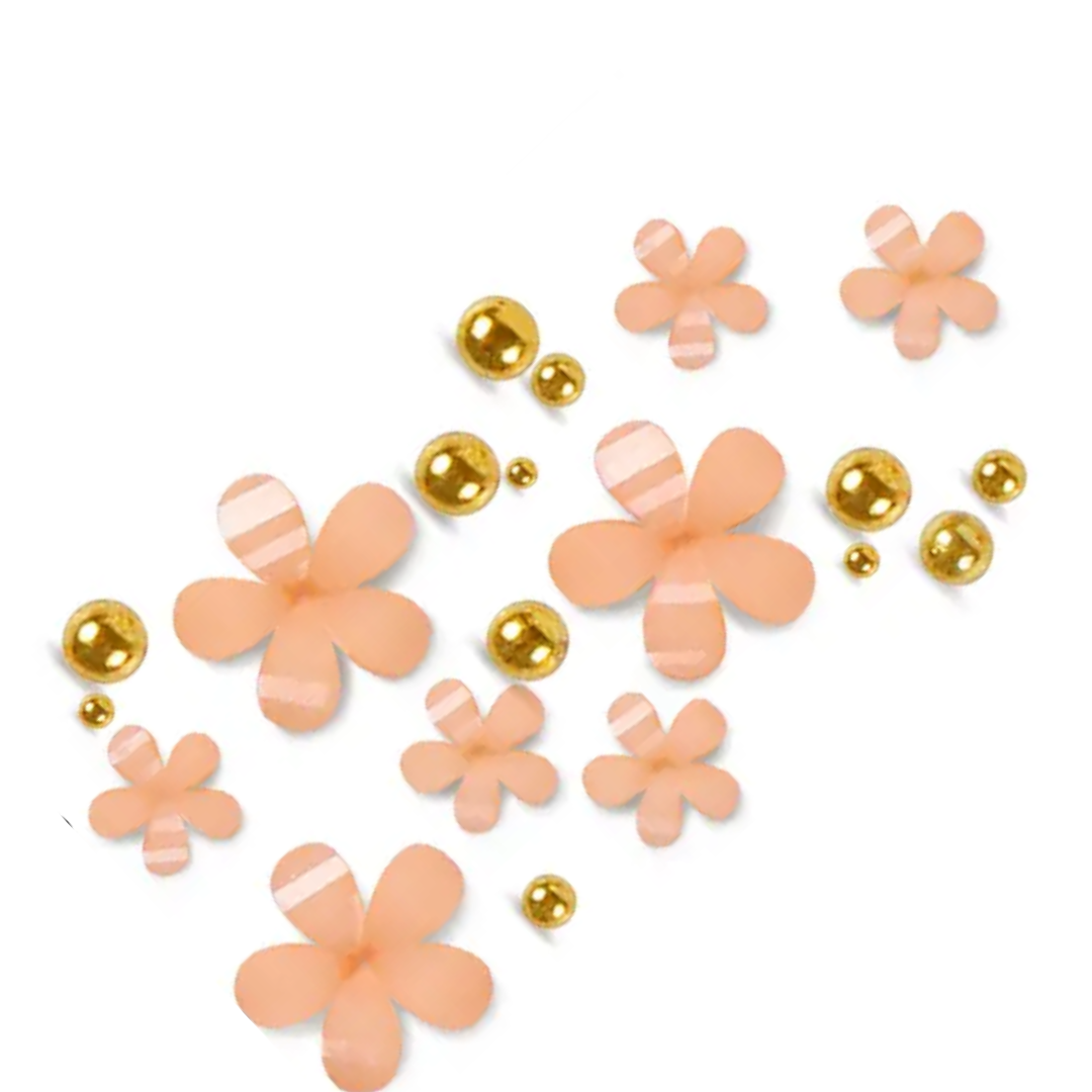 Peach Flower Charms w/ Gold Beads
